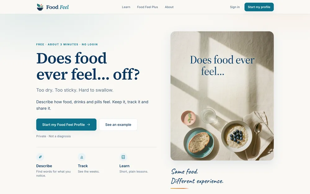 Food Feel: Symptom tracker for swallowing, free