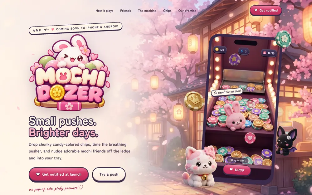 Mochi Dozer: Coin pusher, iOS + Android