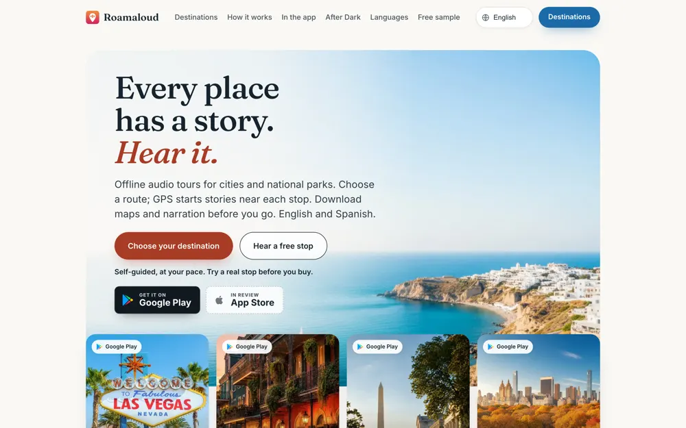 Roamaloud: Offline GPS audio tours